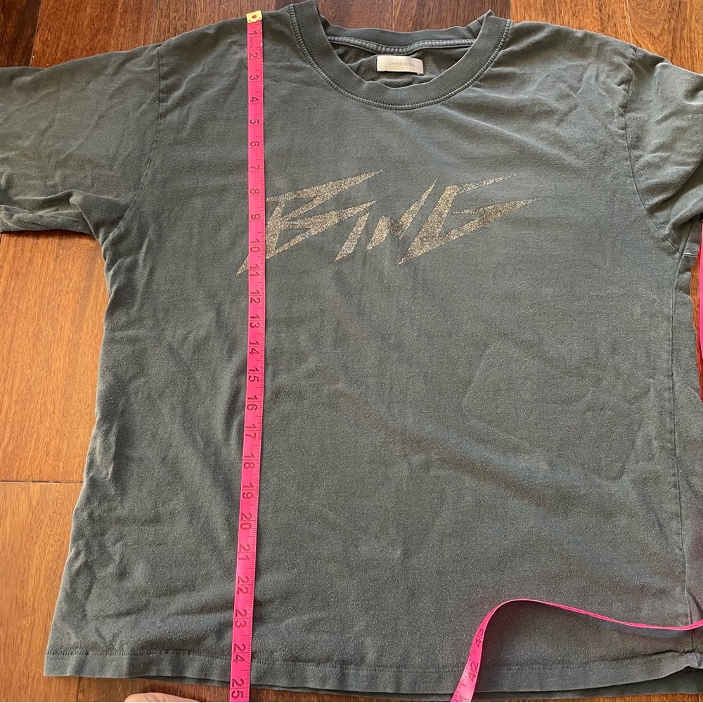 Anine Bing Gray Glitter Tee Shirt Short Sleeve Top Charcoal Unisex Large L - Picture 11 of 12